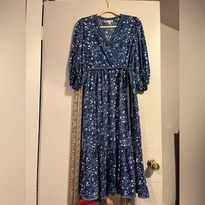 Floral Blue Wrap Dress
